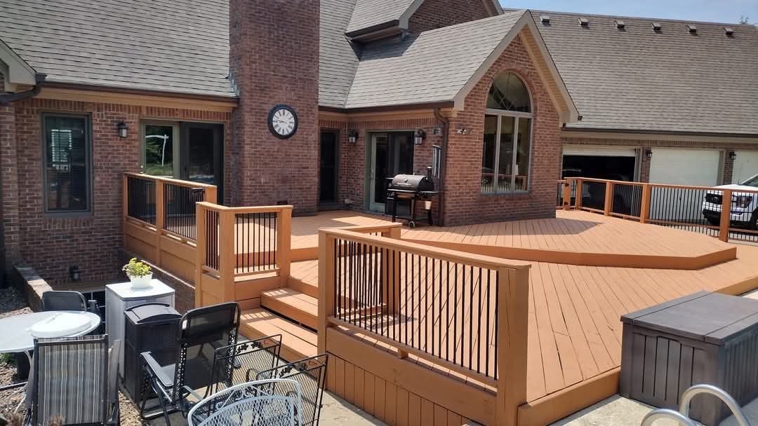 Deck and brick exterior