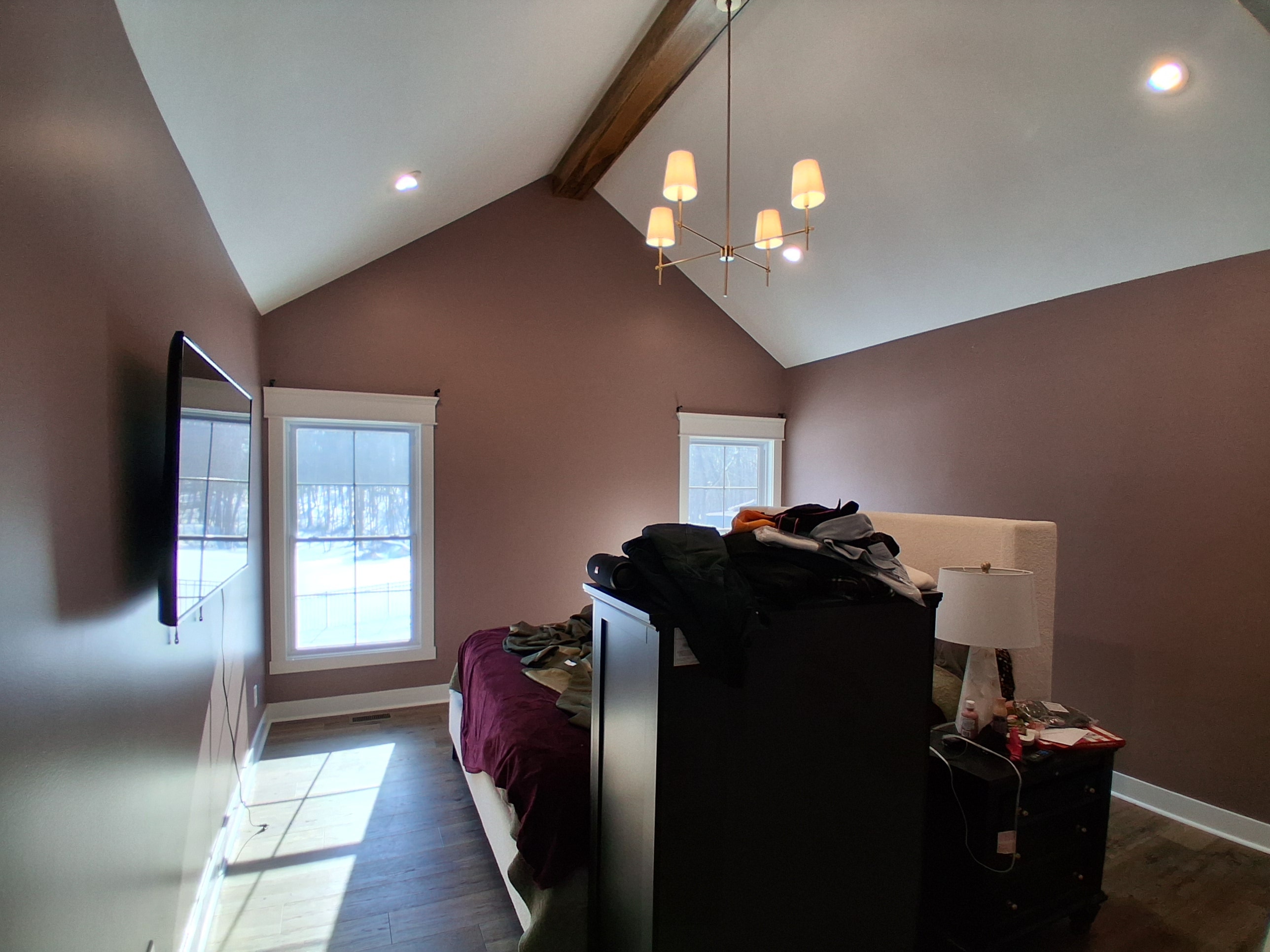 Vaulted bedroom repaint — after